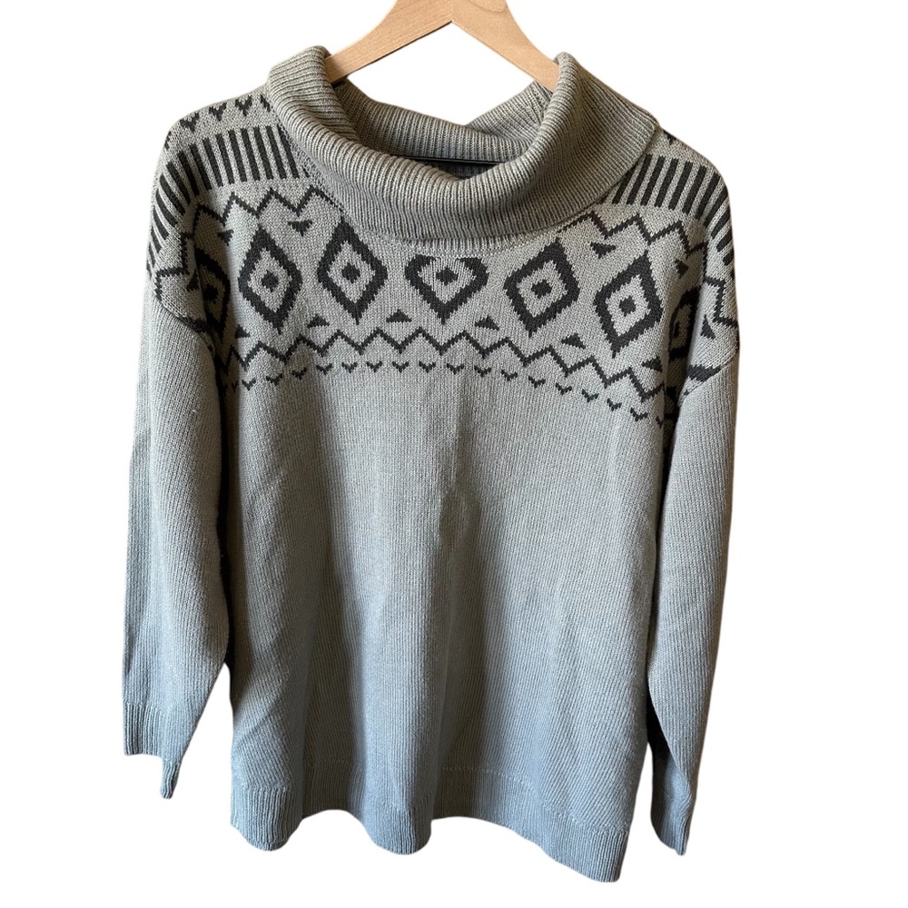 Long sleeve sweater with design around neck/shoulders. Size 14/16.